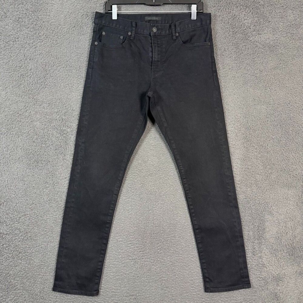Uniqlo Selvedge Jeans Mens 32x32 Black Slim Fit Stretch Denim Pants Casual